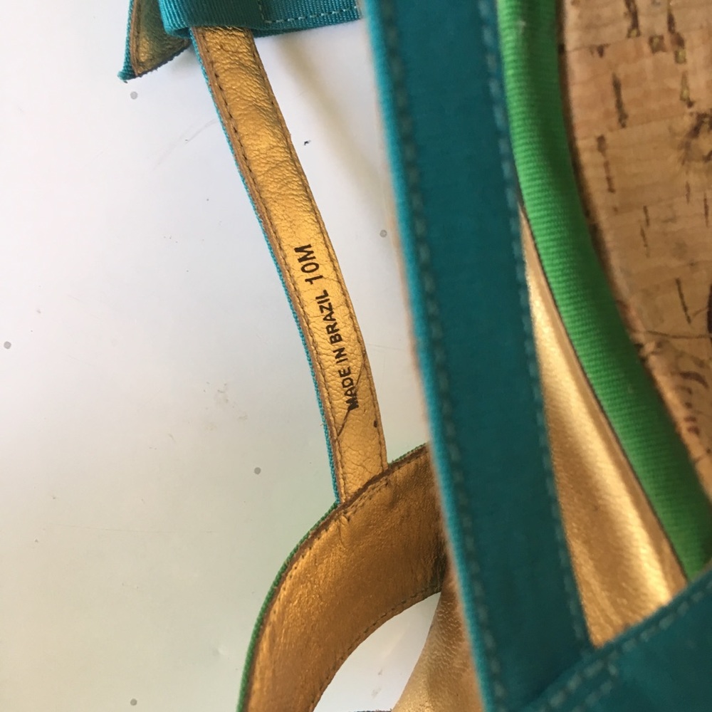 3/$50 Kate Spade Block heels Size 10. Blue/green - Picture 3 of 7